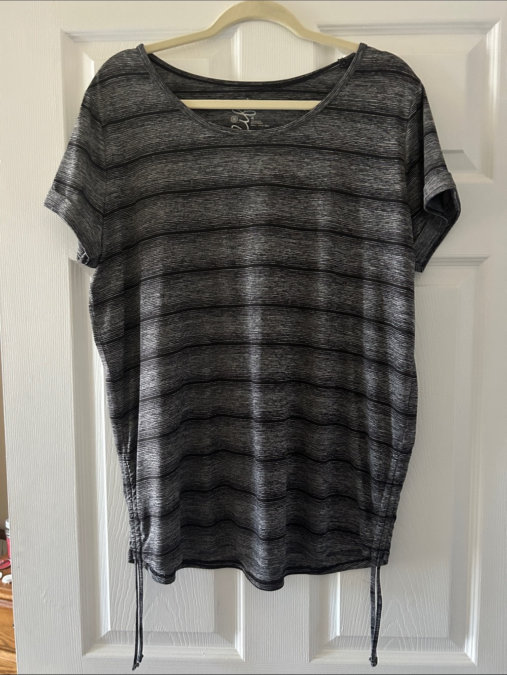 made for life Gray and Black Striped Short-Sleeve Tunic with Side Ties